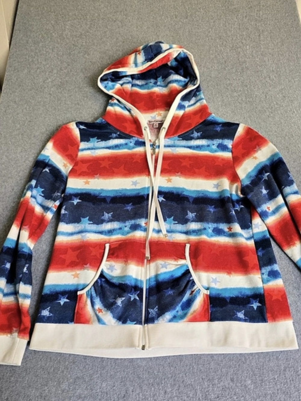 Juicy Couture XL Americana Star Stripe Full Zip Hoodie